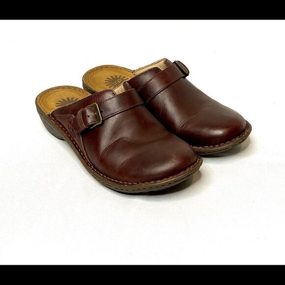 UGG Livia brown leather shearling lined clogs 7 - Picture 2 of 16